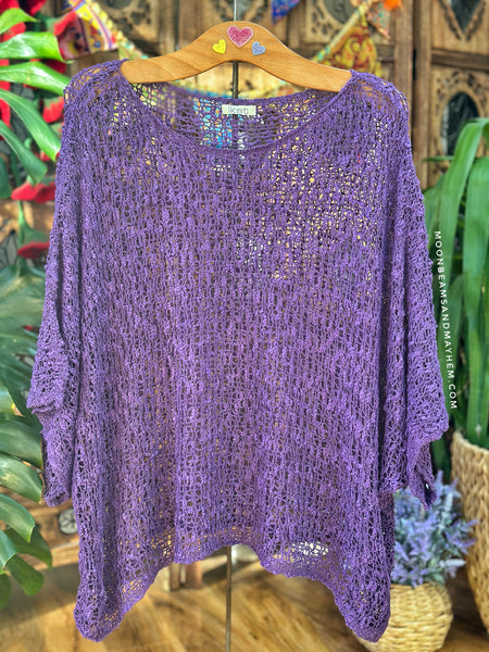 LOOSE WEAVE PURPLE PULLOVER