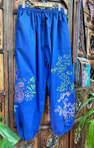 BLOOMING GORGEOUS BLUE HAREM TROUSERS M/L