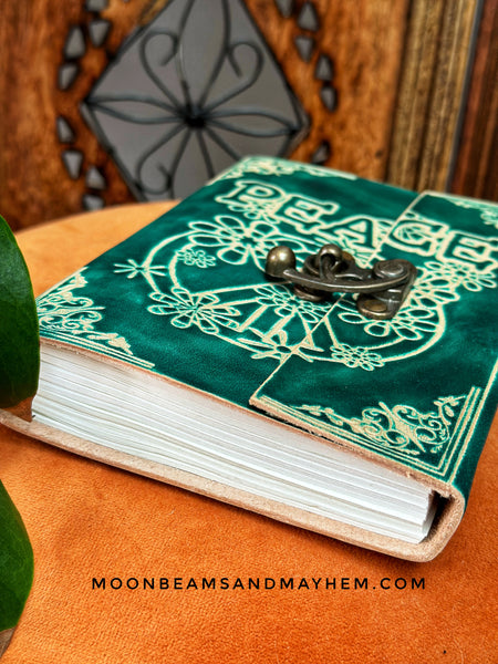 ENCHANTING LEATHER BOUND PEACE JOURNAL / NOTEBOOK / SKETCHBOOK