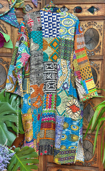 PATCHWORK FRIDA KANTHA COAT / DUSTER SIZE  XL (OF132)