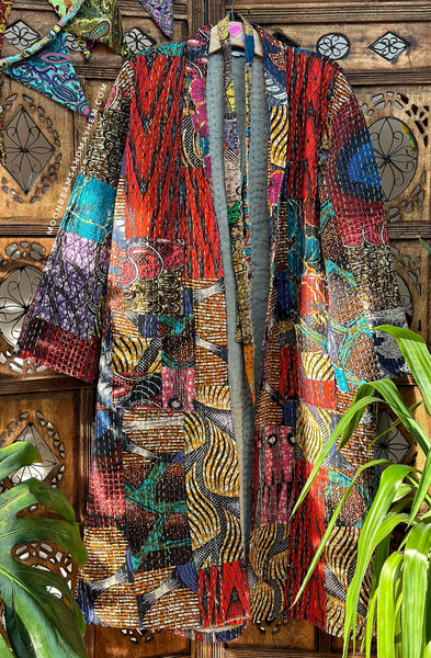 PATCHWORK FRIDA KANTHA COAT / DUSTER SIZE XL (OF134)