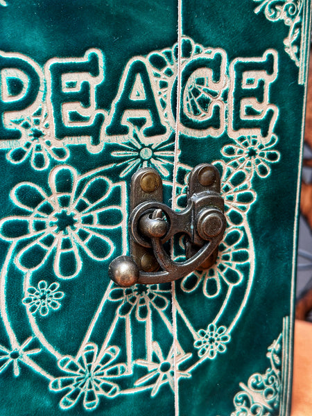 ENCHANTING LEATHER BOUND PEACE JOURNAL / NOTEBOOK / SKETCHBOOK