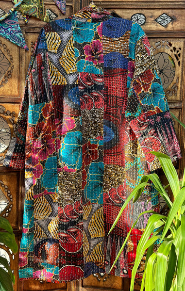 PATCHWORK FRIDA KANTHA COAT / DUSTER SIZE XL (OF134)