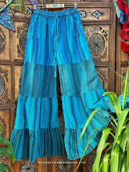 OCEAN BLUE CHEESECLOTH FLARES / TALL