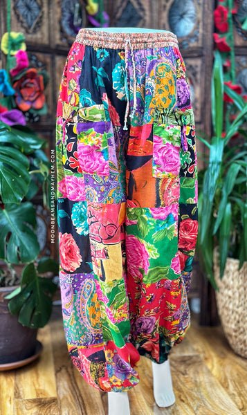 WILD BLOOMS COTTON HAREM PANTS SIZE M (093)