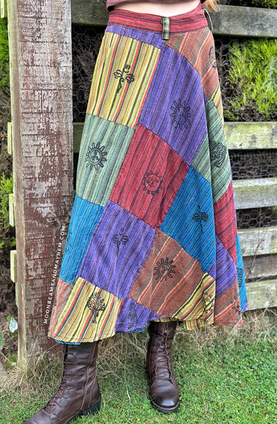 CAMDEN PATCHWORK COTTON WRAP SKIRT