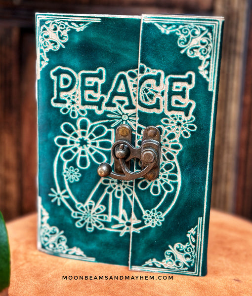 ENCHANTING LEATHER BOUND PEACE JOURNAL / NOTEBOOK / SKETCHBOOK