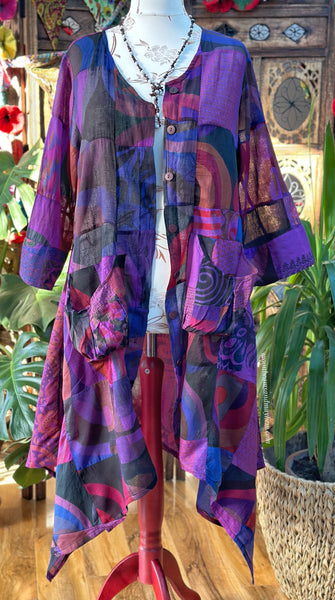 PURPLE ART TUNIC / DRESS (L/XL)