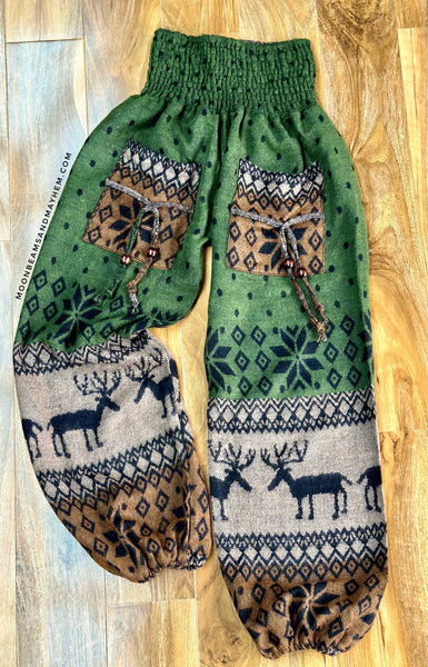 WONDERFUL REINDEER WARM FLEECE HAREM PANTS