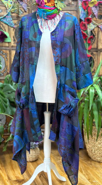 INDIGO BLUE ART TUNIC / DRESS (L/XL)