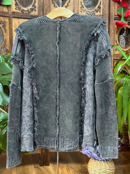 BLACK COTTON FREYA ART CARDIGAN