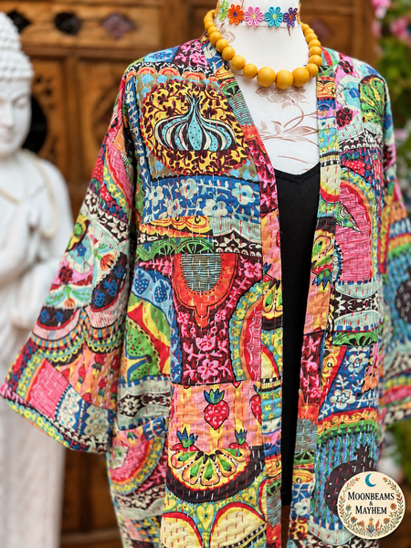 SAFFRON SOUL PATCHWORK KANTHA COAT (OF10) 12-18 UK - MoonbeamsandMayhem