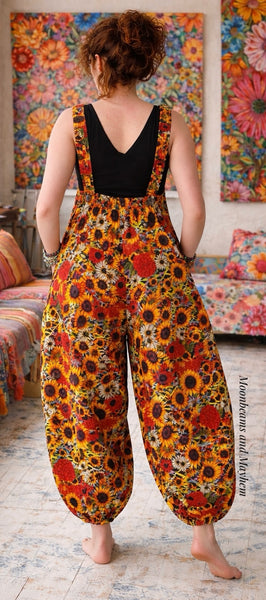 SUNFLOWER BLOOM HAREM DUNGAREES - MoonbeamsandMayhem