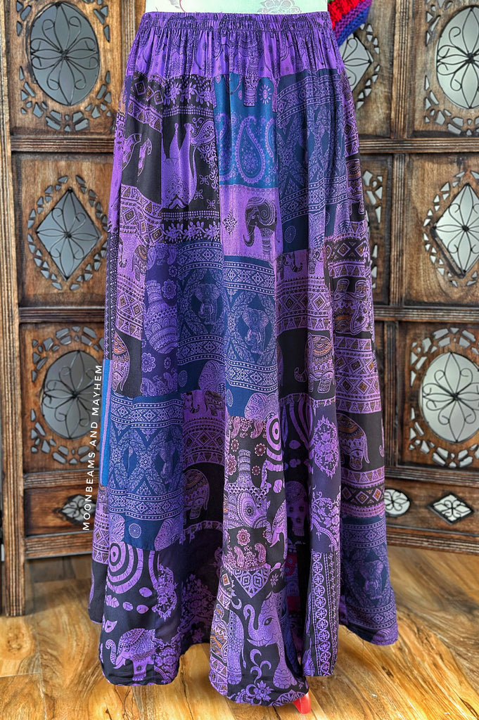 BOHEMIAN PURPLE PATCHWORK SKIRT