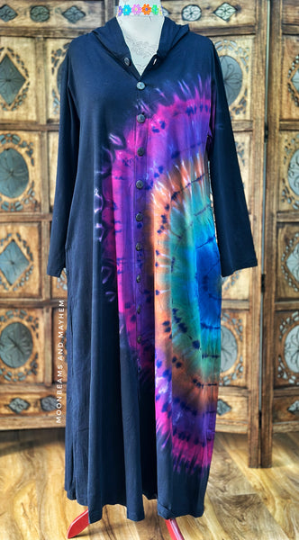 ECHO SOUL BLACK TIE-DYE OVERCOAT  M/L/XL