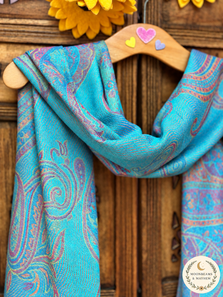 LAGOON BLOOM PAISLEY TASSEL SCARF