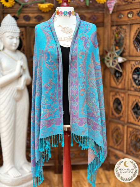 LAGOON BLOOM PAISLEY TASSEL SCARF