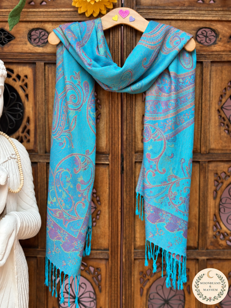 LAGOON BLOOM PAISLEY TASSEL SCARF