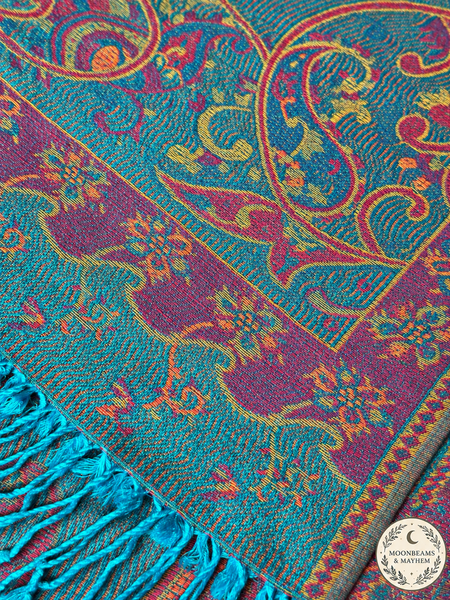 LAGOON BLOOM PAISLEY TASSEL SCARF