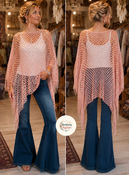 MOONLIT ROSE PINK SHIMMER PONCHO