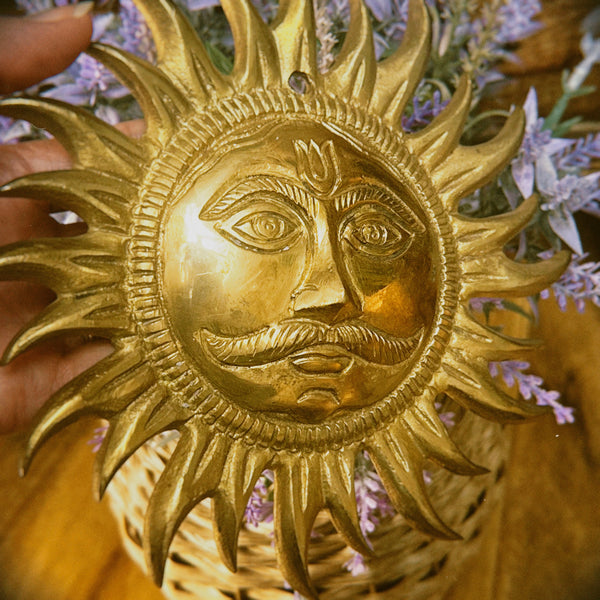 CELESTIAL BRASS SUN WALL HANGING / PLAQUE