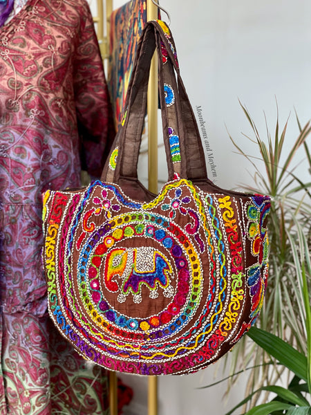 BURNT UMBER INDIAN SHAMBALA TOTE / BAG - MoonbeamsandMayhem