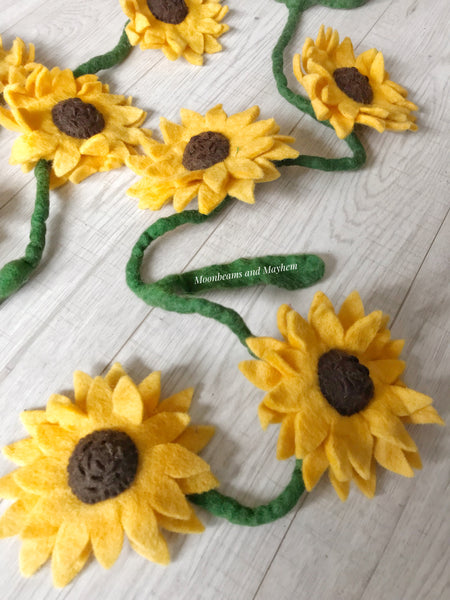 ENCHANTING FELTED SUNFLOWER STRAND - MoonbeamsandMayhem