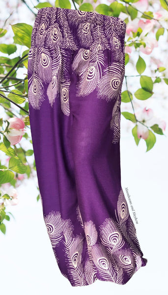 LIGHTWEIGHT PURPLE BOHEMIAN HAREM PANTS SIZE 8 / 10 / 12 / 14 - MoonbeamsandMayhem