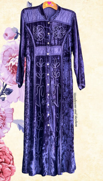 EXQUISITE BLUE VELVET MOONSHINE DRESS / GOWN SIZE S / M - MoonbeamsandMayhem