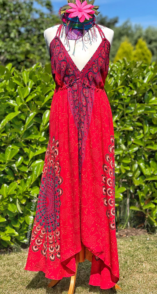 POPPY RED MANDALA MAXI DRESS UK 12 / 14 / 16 - MoonbeamsandMayhem