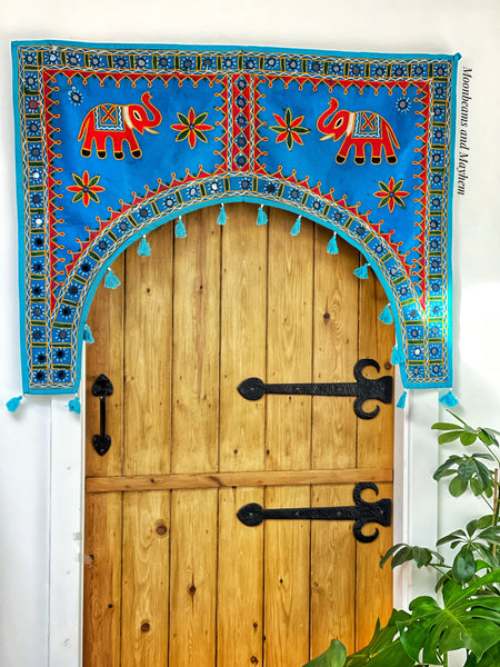 STRIKING TURQUOISE ELEPHANT DOOR TORAN - MoonbeamsandMayhem