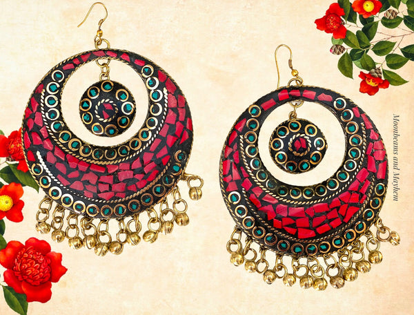 BEAUTIFUL LARGE BOMBAY EARRINGS - MoonbeamsandMayhem