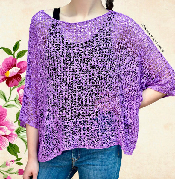 STUNNING LOOSE WEAVE ORCHID PULLOVER