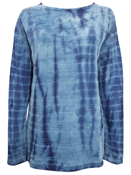 DENIM BLUE LADIES COTTON TIE DYE TOP / JUMPER S - XL - MoonbeamsandMayhem